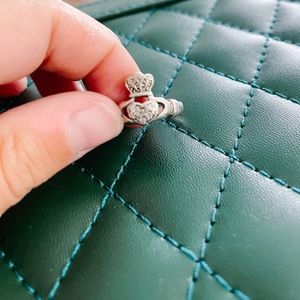 Diamond Claddagh Ring in Sterling Silver